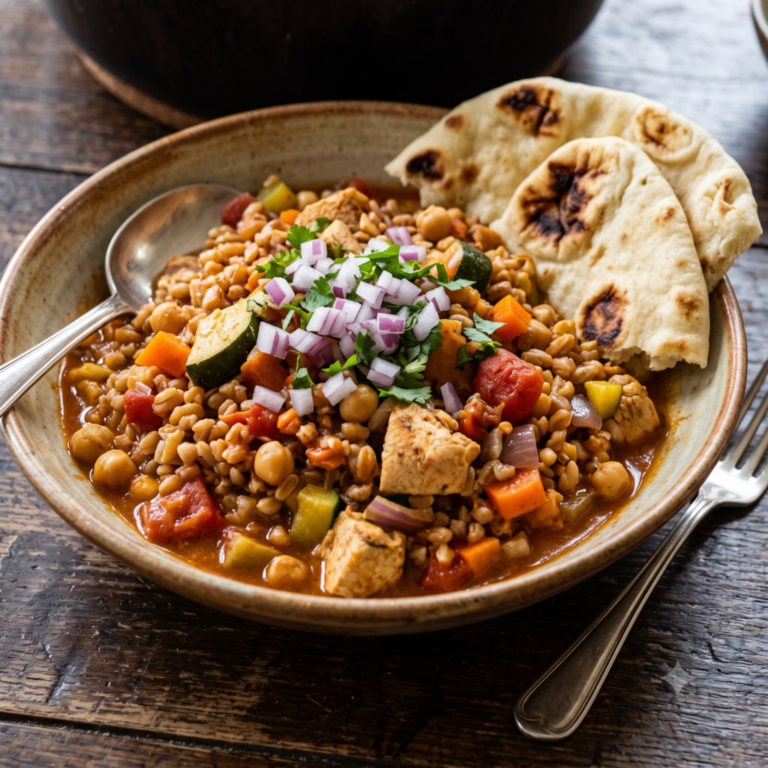 Spiced Farro Bowl with Chicken Thighs & Veggies